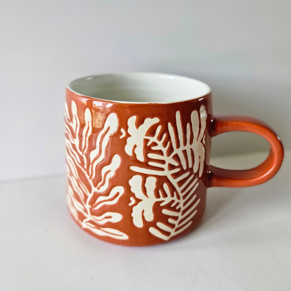 Danica Studio Coffee Mug Cup 14oz Entwined Imprint Stoneware - Burnt Orange
